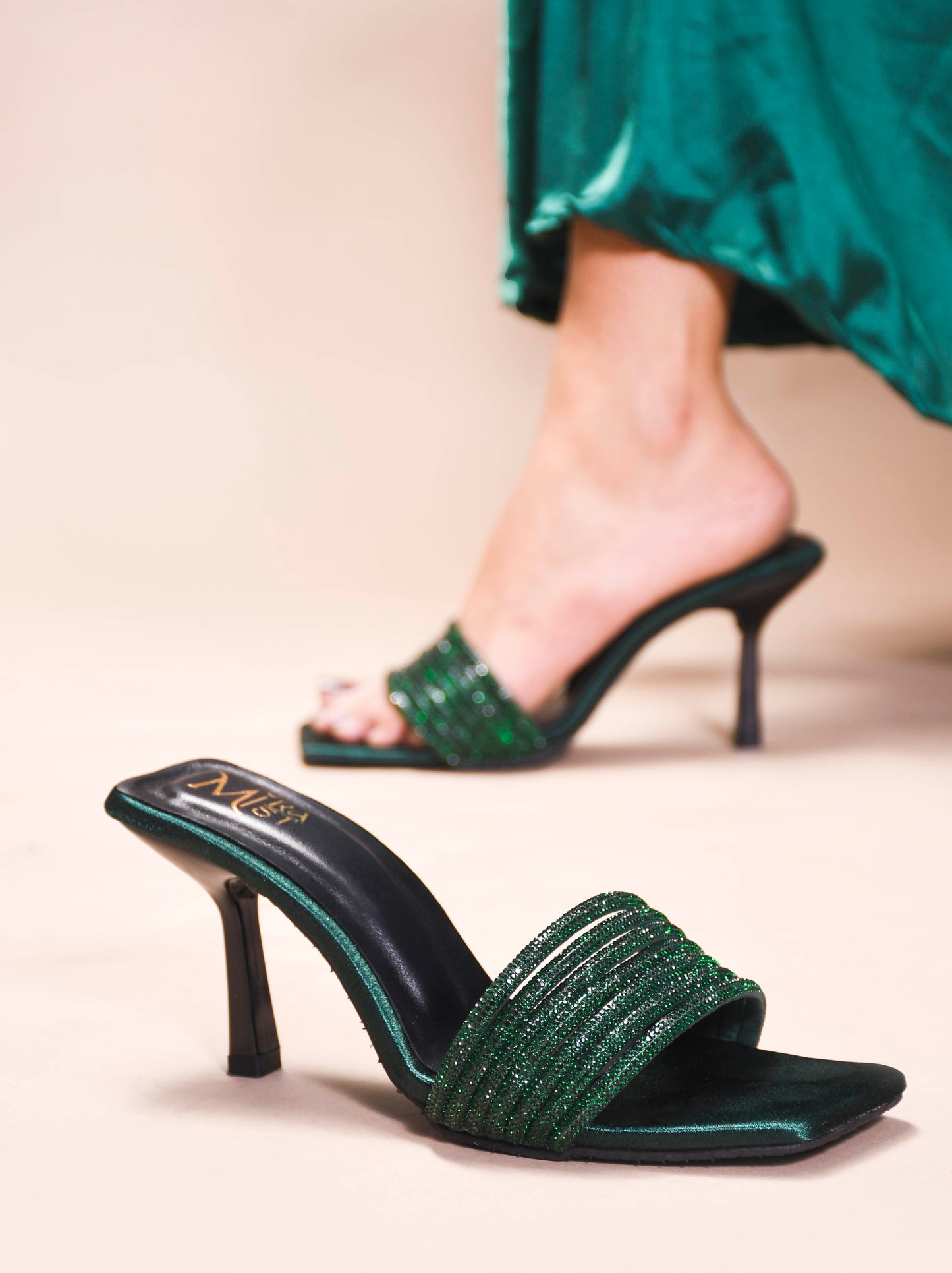 MiraMist Radiant Crystal-Strap Stiletto Heels