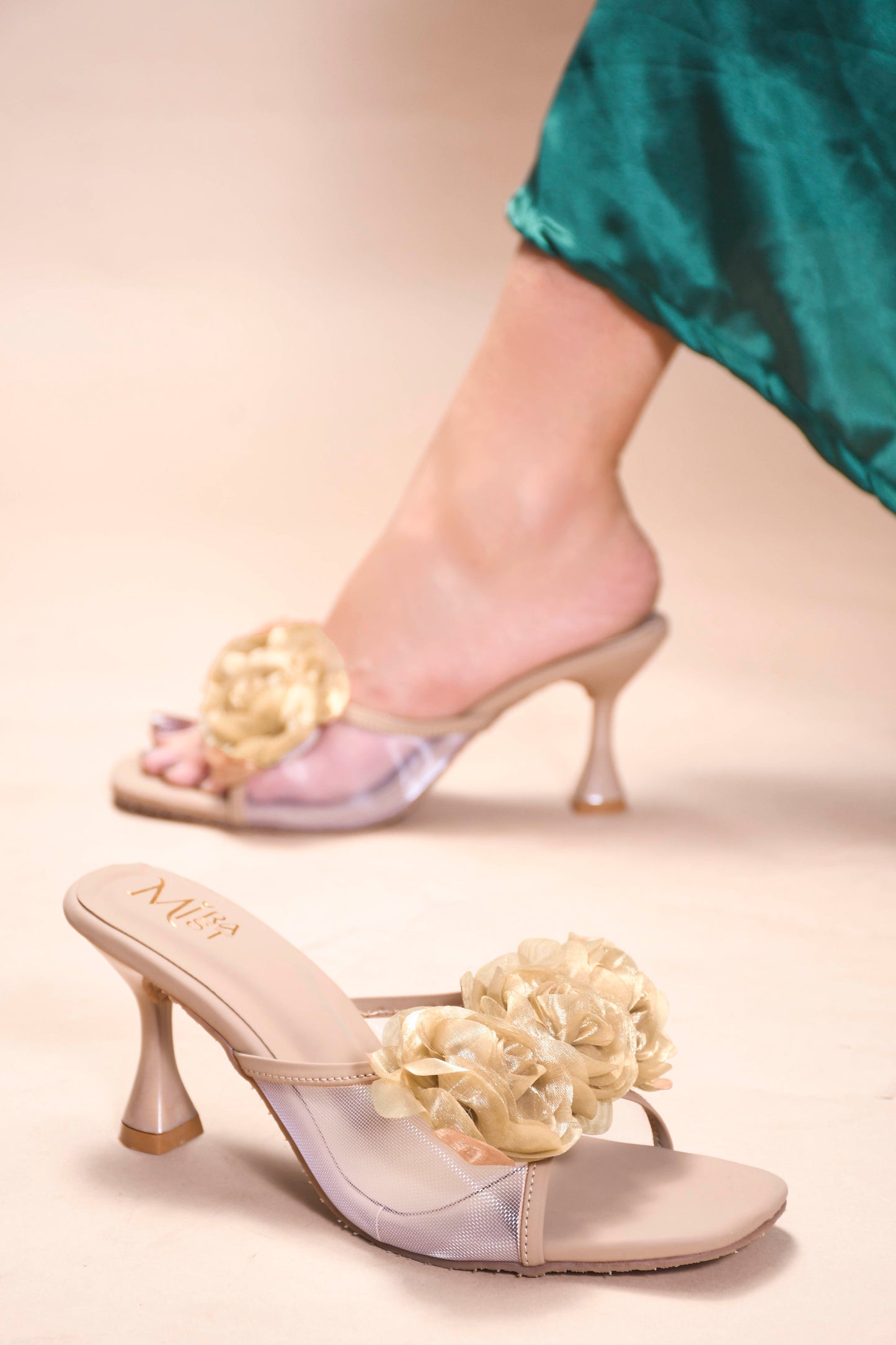 MiraMist Lavish Kitten Heel with Flowers