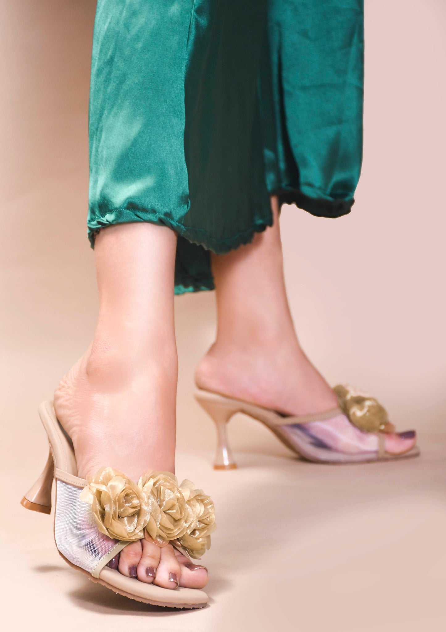 MiraMist Lavish Kitten Heel with Flowers