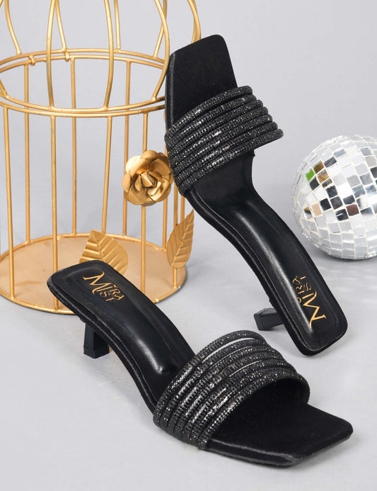 MiraMist Comfortable Pencil Heel Sandals for Women – Stylish Party Wear Heels with Embellished Strap | Trendy & Elegant Footwear