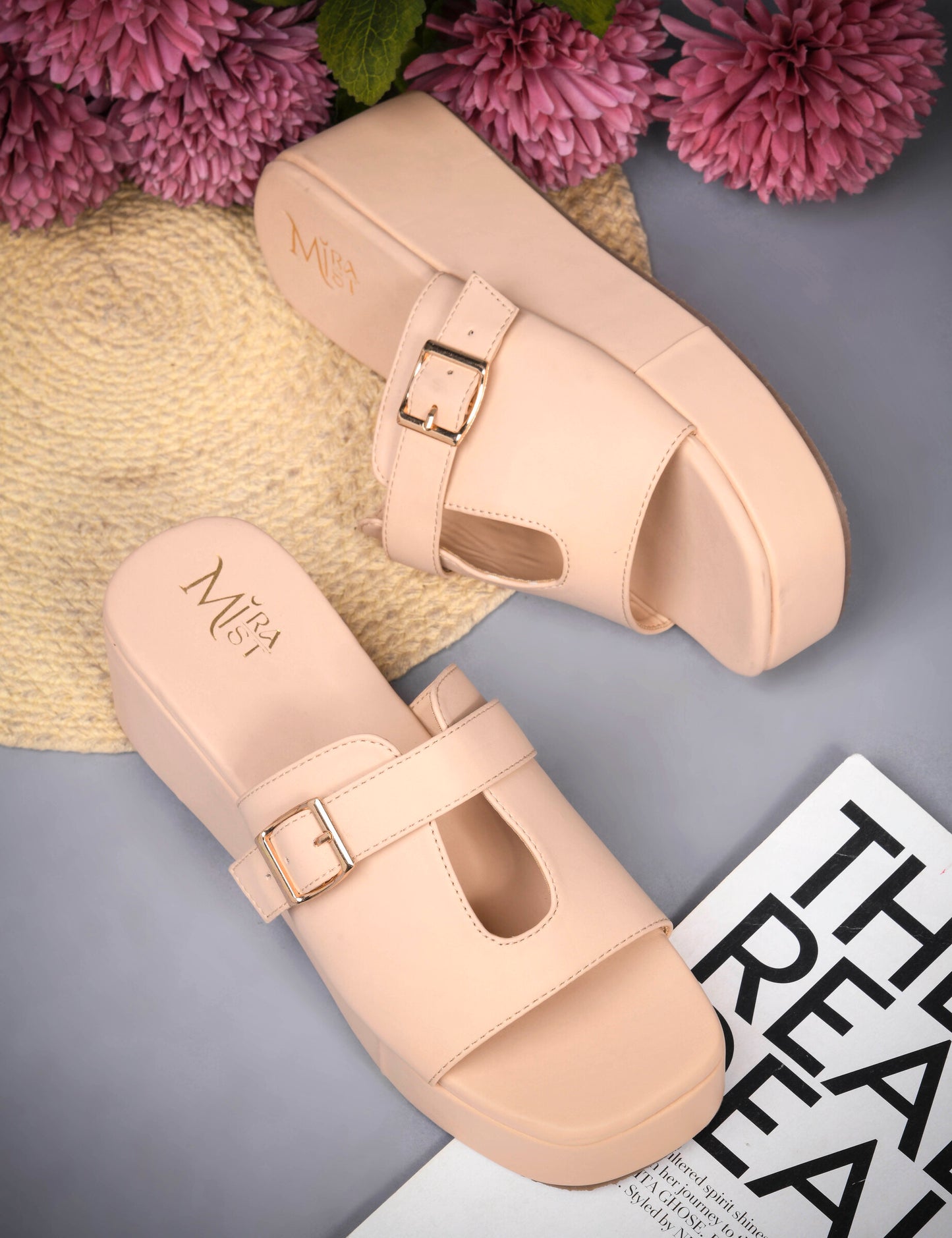 MiraMist Women’s Stylish Wedge Heels | Slip-On Sandals with Buckle Design | Comfortable & Durable Party, Office & Casual Wear