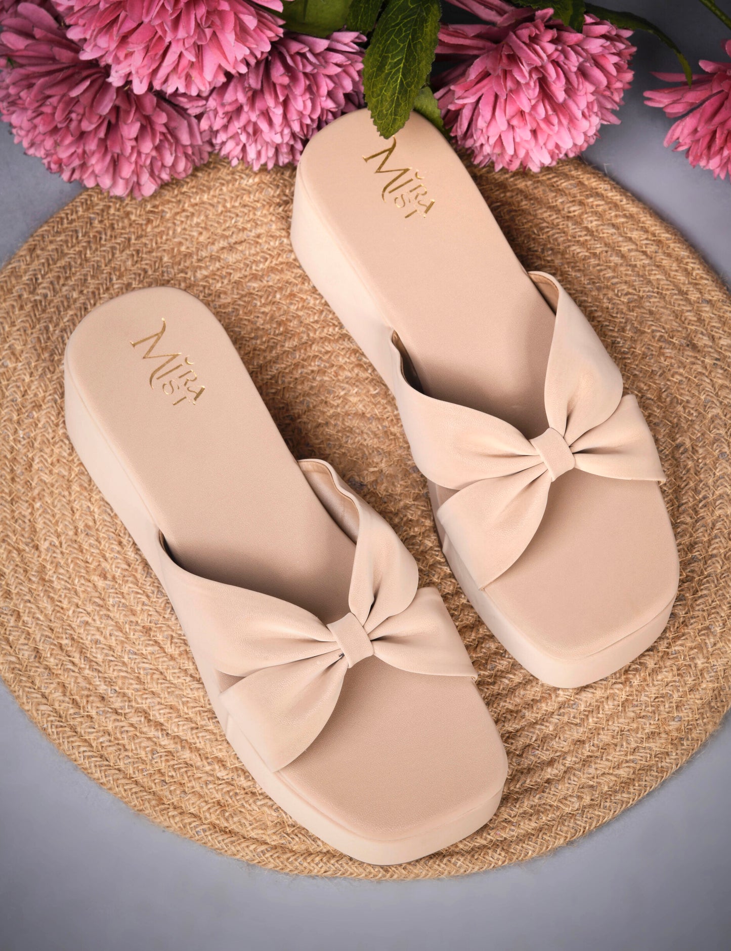 MiraMist Women’s Bow Knot Wedge Heels – Stylish Slip-On Casual & Party Wear Sandals with Soft Sole Comfort
