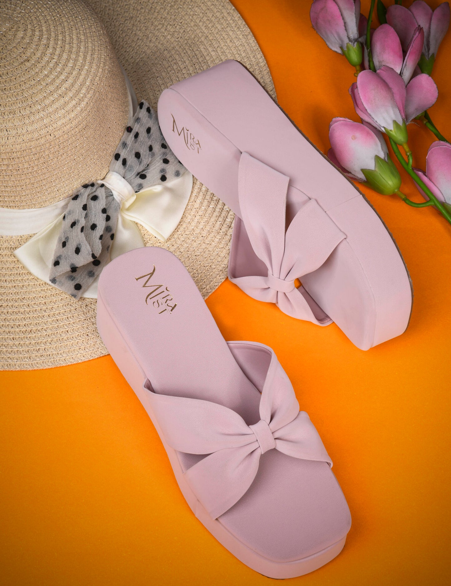 MiraMist Women’s Bow Knot Wedge Heels – Stylish Slip-On Casual & Party Wear Sandals with Soft Sole Comfort
