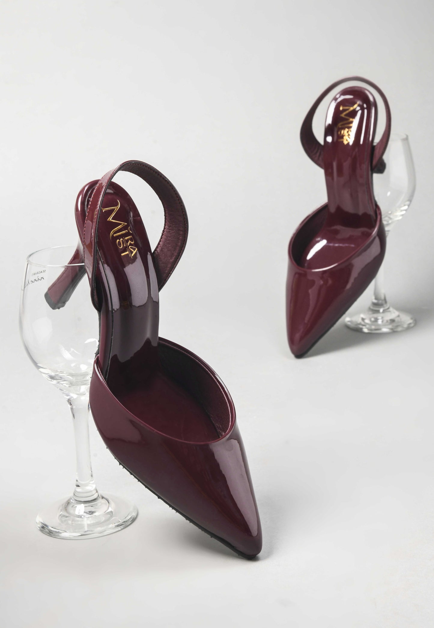 Elegant Blue Patent Slingback Heels