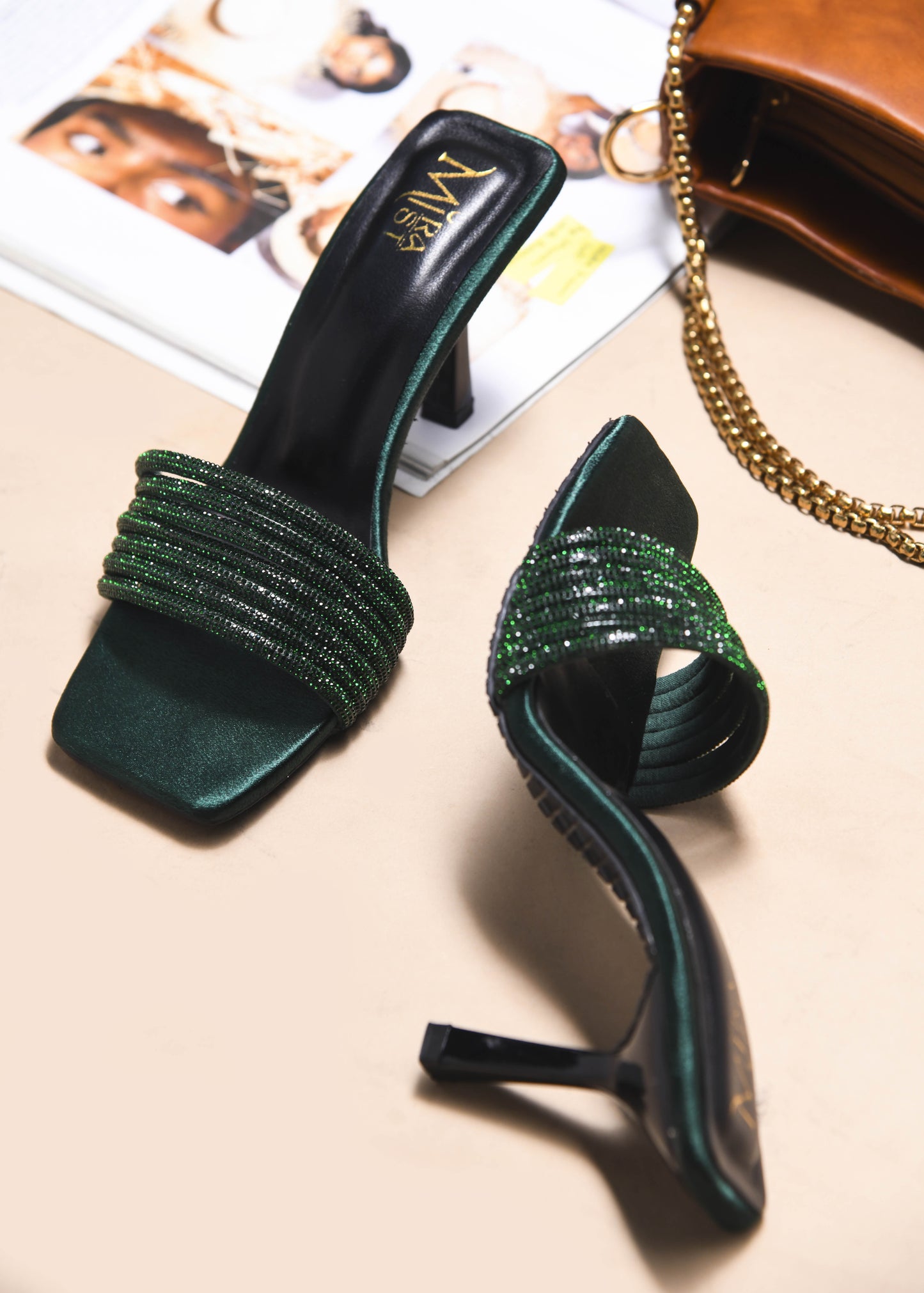 MiraMist Radiant Crystal-Strap Stiletto Heels