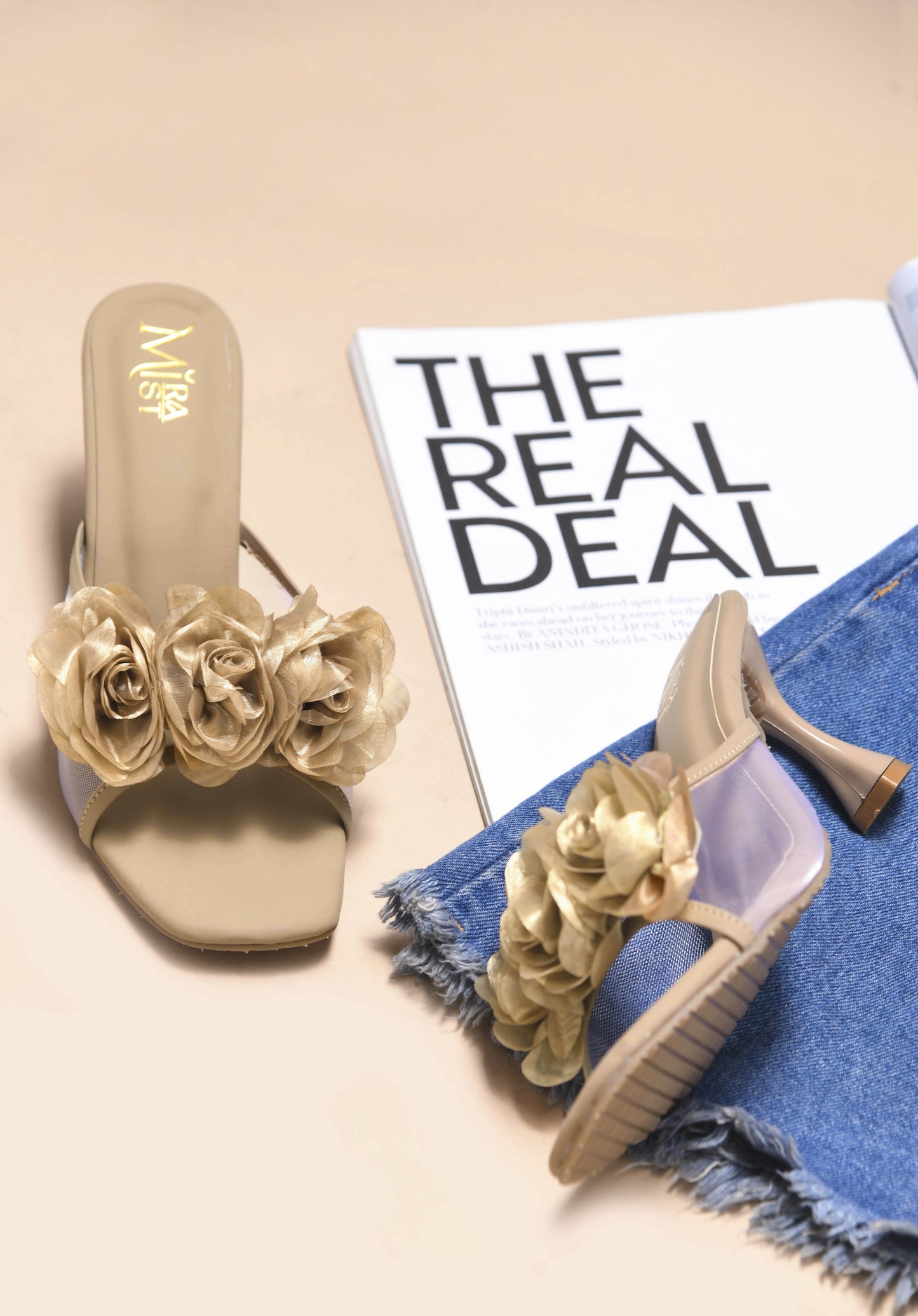 MiraMist Lavish Kitten Heel with Flowers