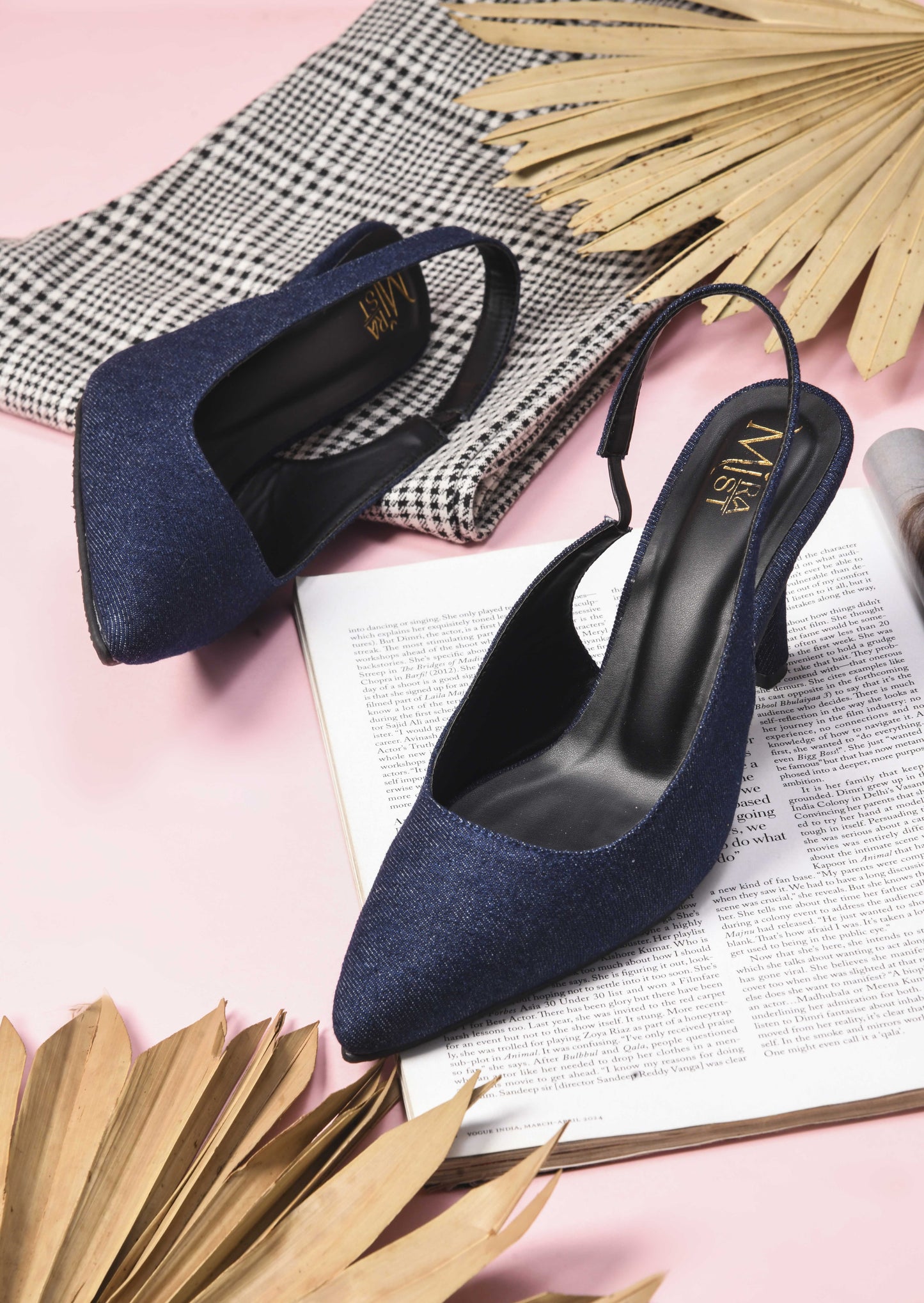MiraMist Crafted Denim Stiletto Slingback Heels