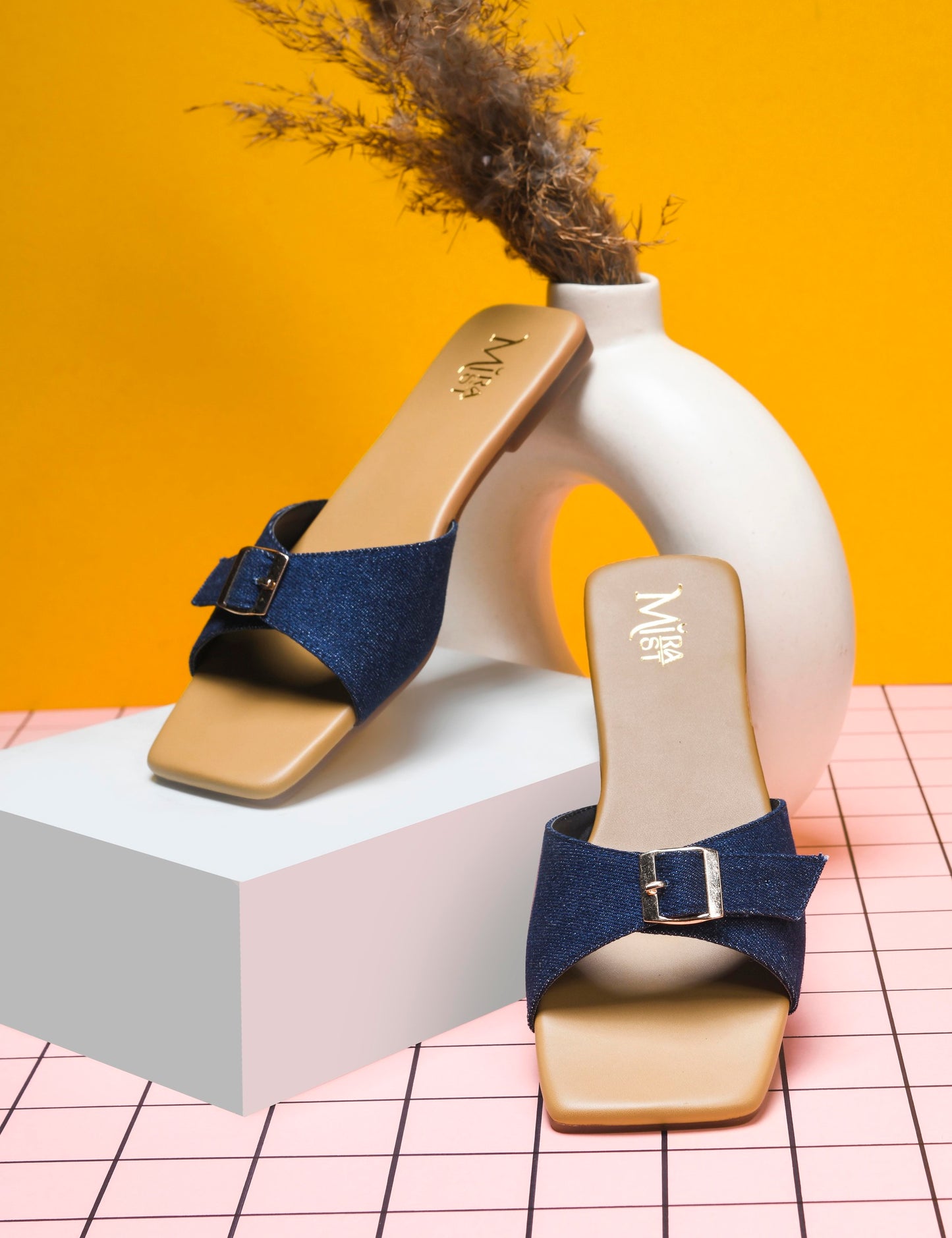 MiraMist Denim Casual Flats for Women & Girls – Fashionable Summer Slides with Comfort Fit