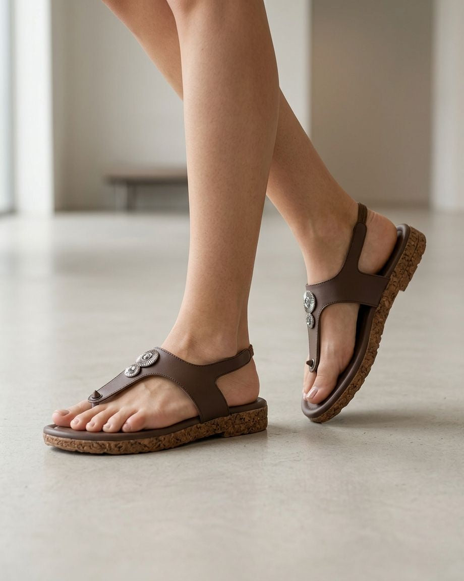 Women Stylish Toe Post Flat Sandals | Slingback Casual Daily Wear Sandals | Comfortable Slip-On Open Toe Flats with Embellished Design