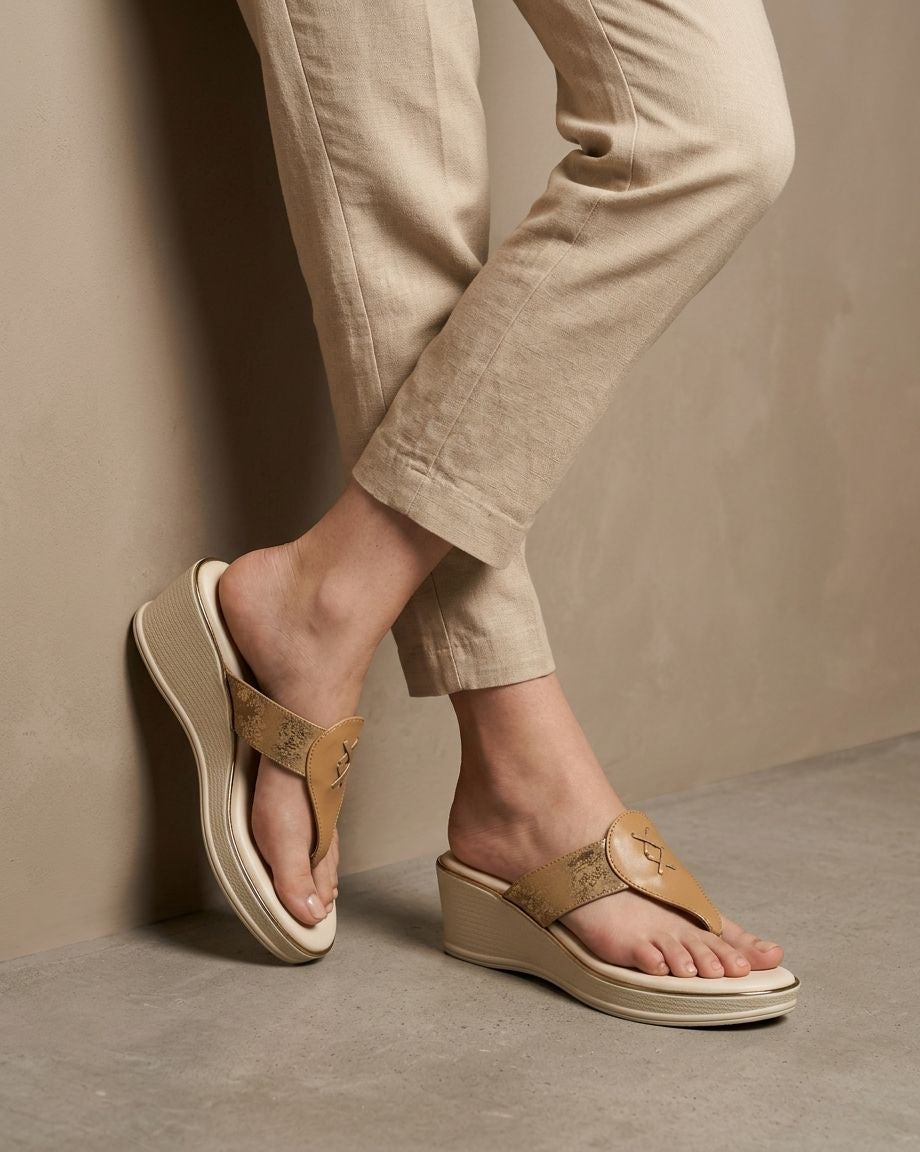 Women Wedge Heel Sandals | Toe Post Slip-On Sandals for Women | Comfortable Stylish Daily Wear & Festive Footwear
