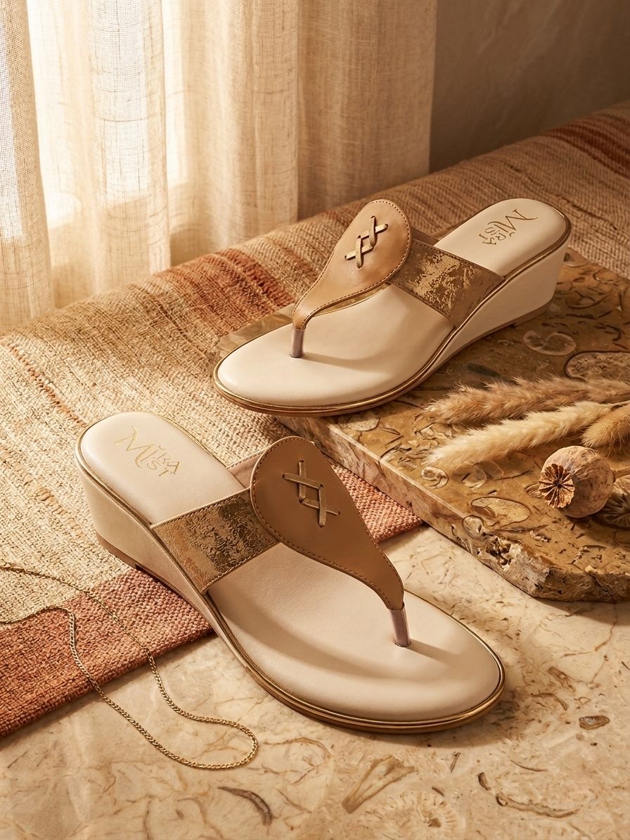 Women Wedge Heel Sandals | Toe Post Slip-On Sandals for Women | Comfortable Stylish Daily Wear & Festive Footwear