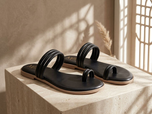 Women Stylish Flat Sandals with Toe Loop | Multi Strap Casual Daily Wear Slip-On Flats for Women | Comfortable Open Toe Sandals