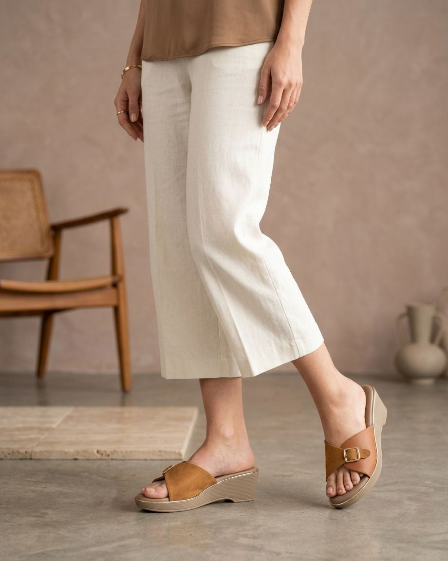 Women Wedge Sandals | Comfortable Slip-On Sandals | Stylish Daily Wear Flats | Casual & Office Wear Footwear