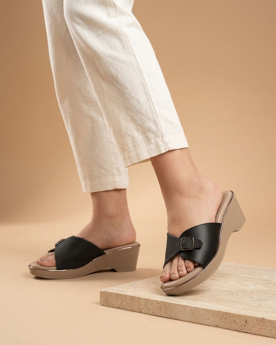 Women Wedge Sandals | Comfortable Slip-On Sandals | Stylish Daily Wear Flats | Casual & Office Wear Footwear
