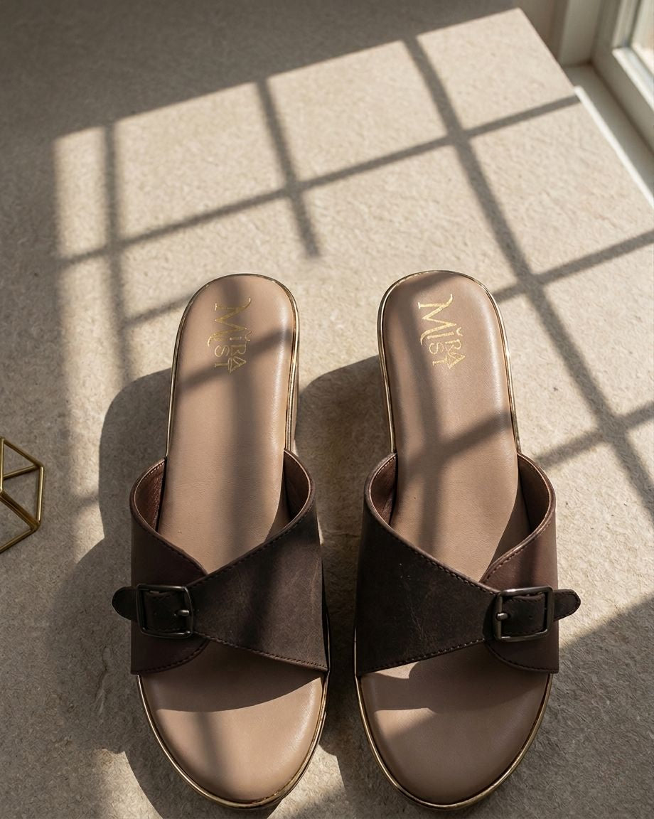 Women Wedge Sandals | Comfortable Slip-On Sandals | Stylish Daily Wear Flats | Casual & Office Wear Footwear