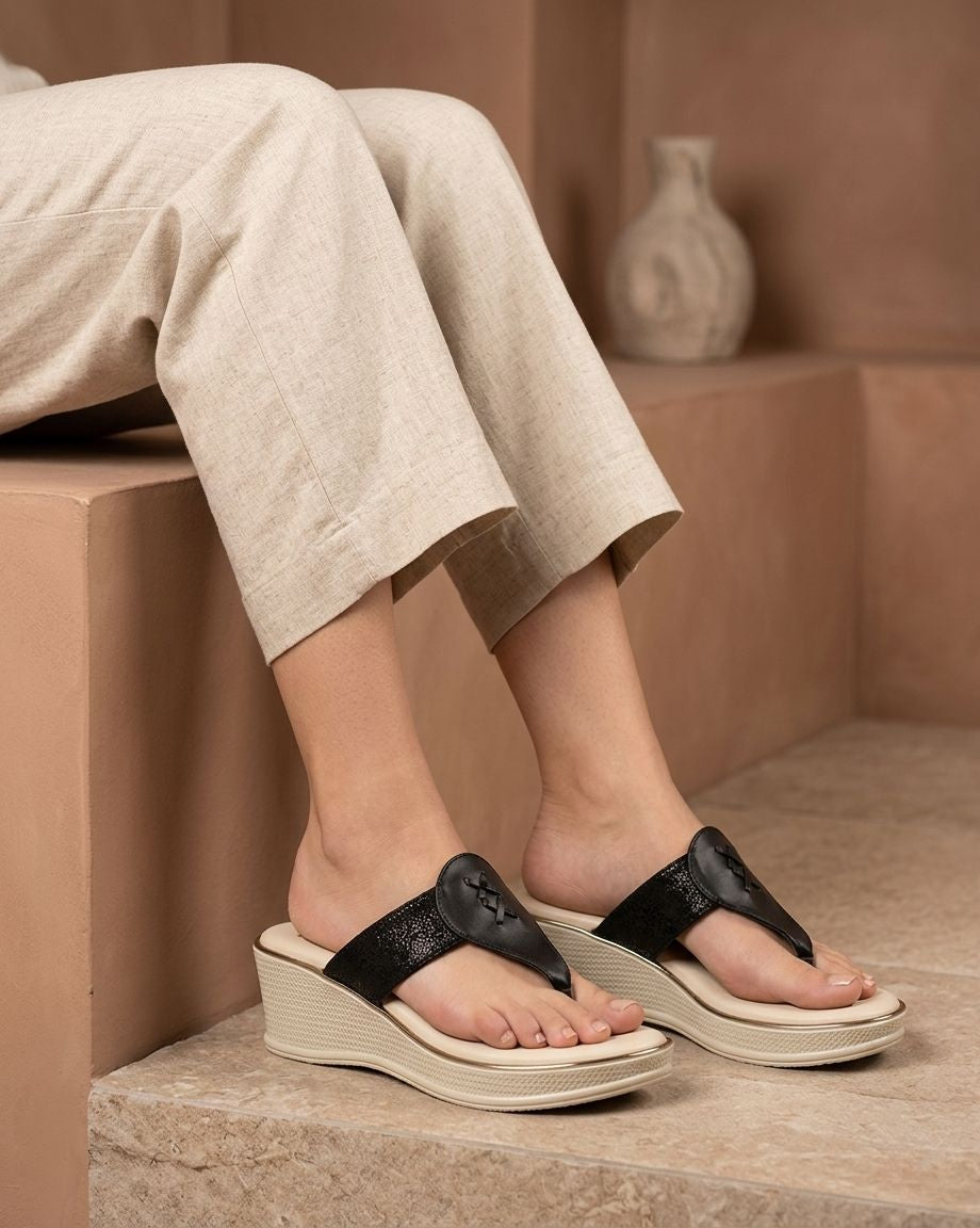 Women Wedge Heel Sandals | Toe Post Slip-On Sandals for Women | Comfortable Stylish Daily Wear & Festive Footwear