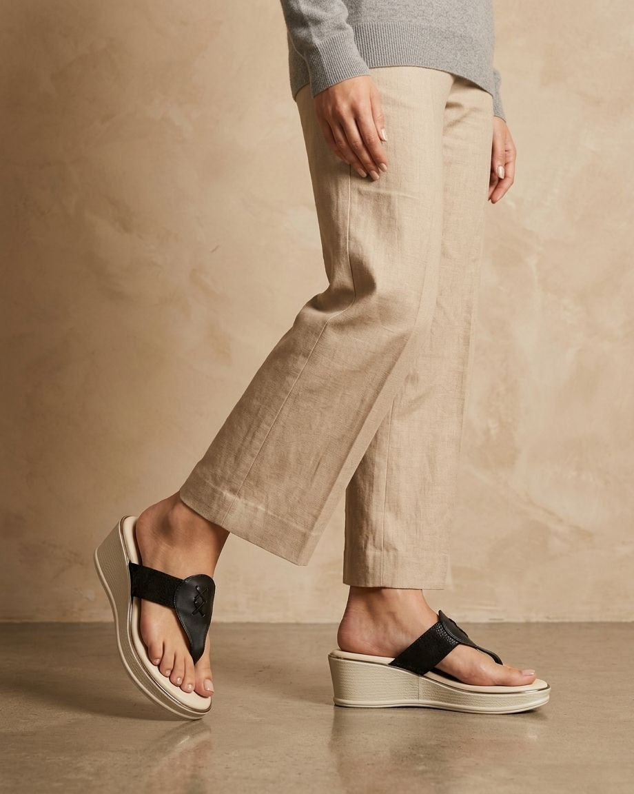 Women Wedge Heel Sandals | Toe Post Slip-On Sandals for Women | Comfortable Stylish Daily Wear & Festive Footwear