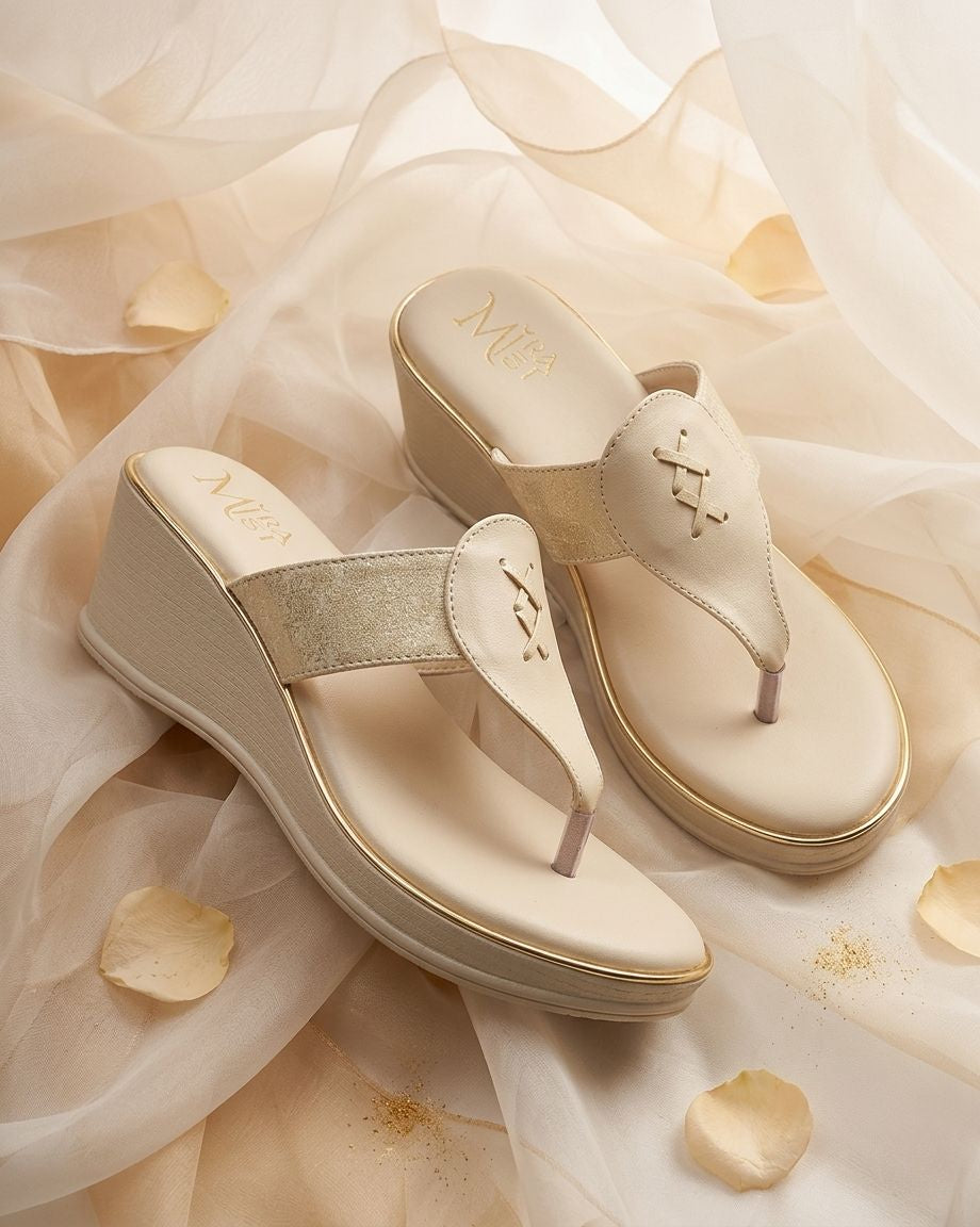 Women Wedge Heel Sandals | Toe Post Slip-On Sandals for Women | Comfortable Stylish Daily Wear & Festive Footwear
