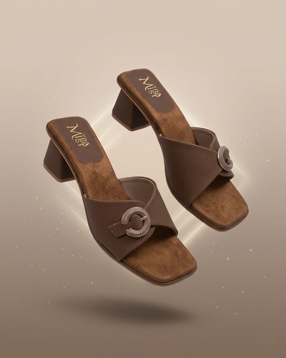 Women Stylish Block Heel Sandals – Toe Loop Slip-On Heels | Designer Casual & Party Wear Sandals for Women | Comfortable Mid Heel Fashion Footwear