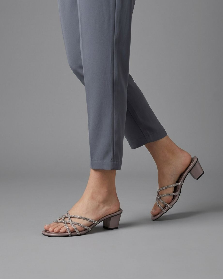 Women Block Heel Sandals | Embellished Slip-On Heels for Women | Stylish Party Wear & Wedding Sandals