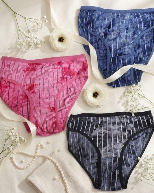 MiraMist Women's Printed Lycra Cotton Bikini Panty Pack of 3 | Soft Breathable Daily Wear Briefs | Multicolor