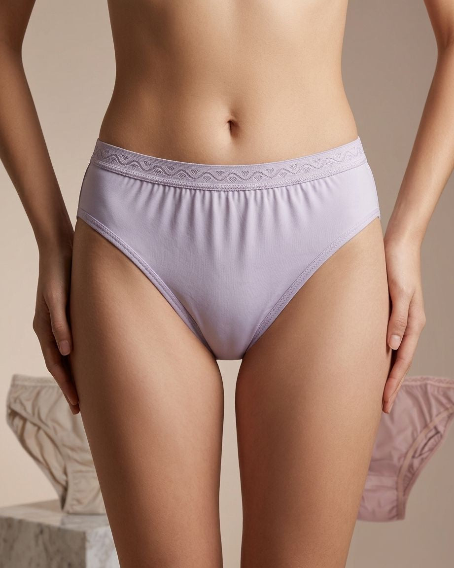 MiraMist Women's Solid Balloon Lycra Panty Pack of 3 | Ultra Soft Stretchable Mid-Rise Briefs | Multicolor