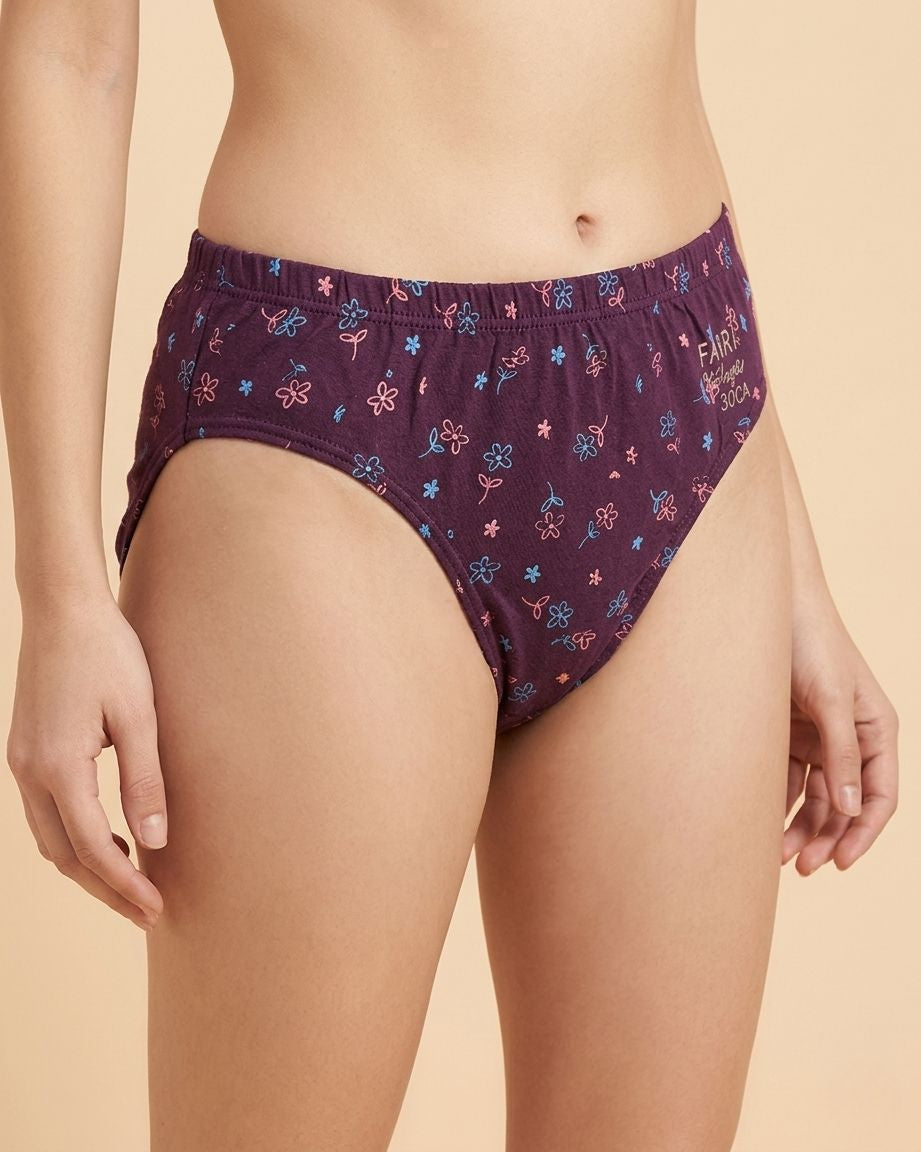 MiraMist Women's Printed 100% Pure Cotton Panty Pack of 6 | Soft Breathable Mid-Rise Briefs | Multicolor