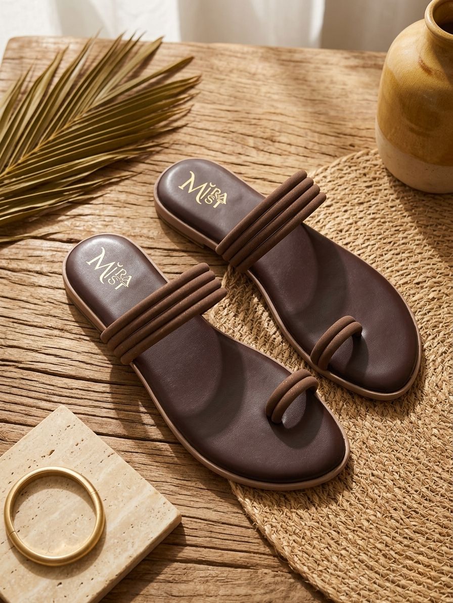 Women Stylish Flat Sandals with Toe Loop | Multi Strap Casual Daily Wear Slip-On Flats for Women | Comfortable Open Toe Sandals